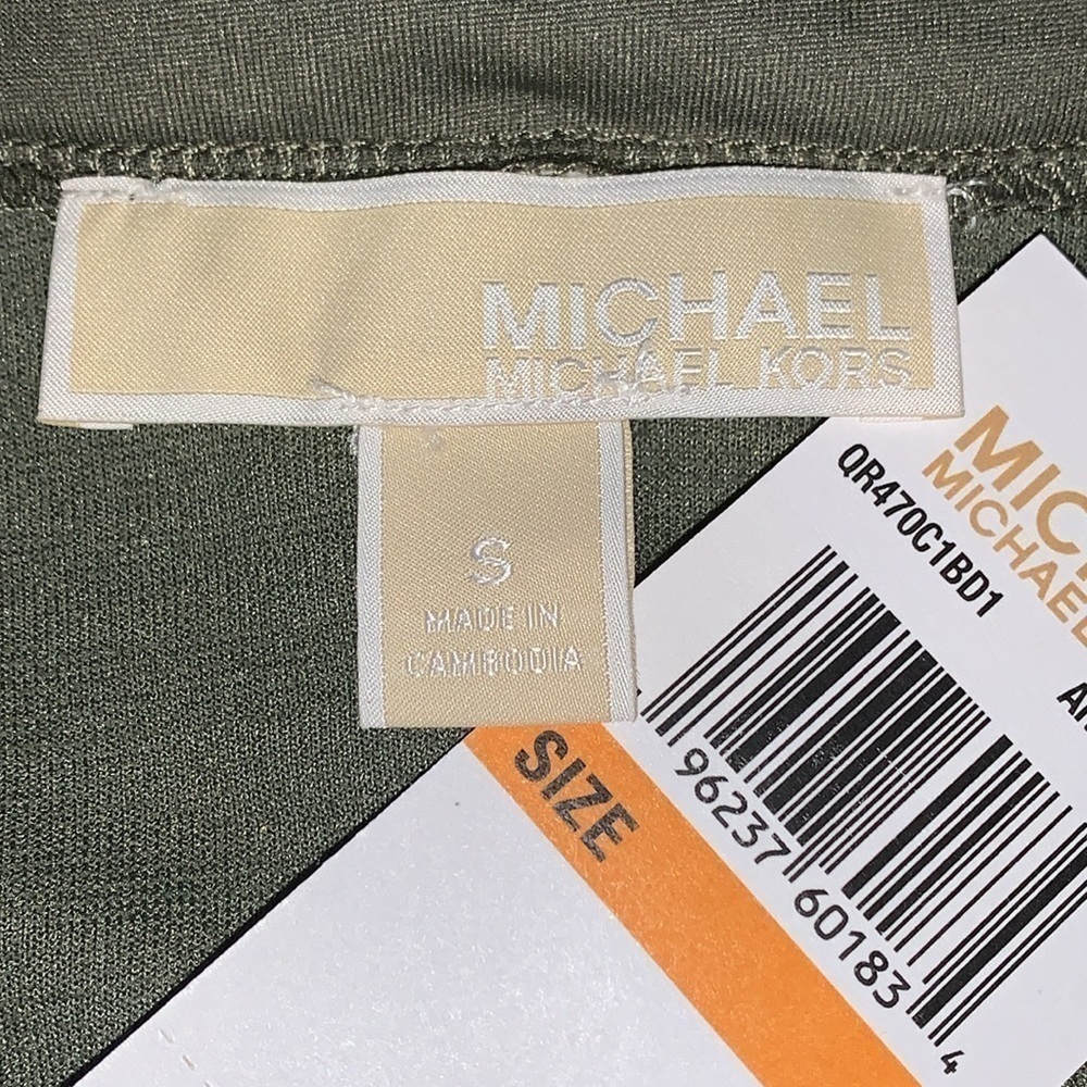 NWT Michael Kors Green and Gold Zebra Striped Mini Skirt S - Picture 7 of 8